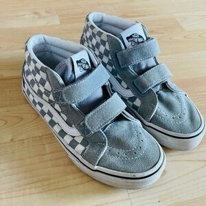 Vans Kids Gray Checkered High-Top Shoes size 2.5